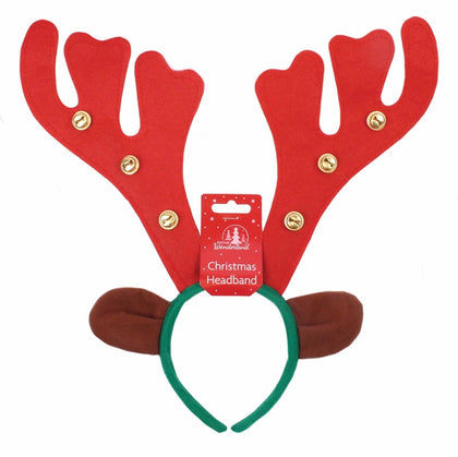 Plush Christmas Reindeer Antlers Headband with Bells