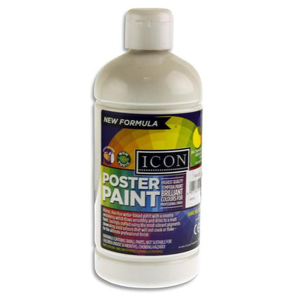 500ml White Poster Paint by Icon Art