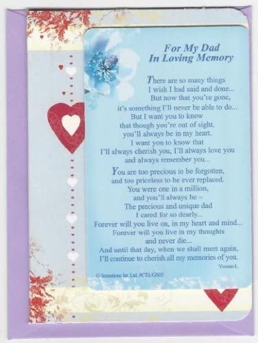Sentimental Graveside Card - For My Dad In Loving Memory
