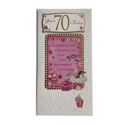 70th Birthday Foil Finished Soft Whispers Card