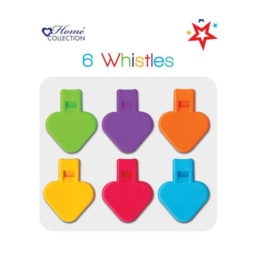 Pack of 6 Whistles - Assorted Colours