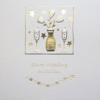 Pack of 5 Silver Wedding Anniversary Invitations