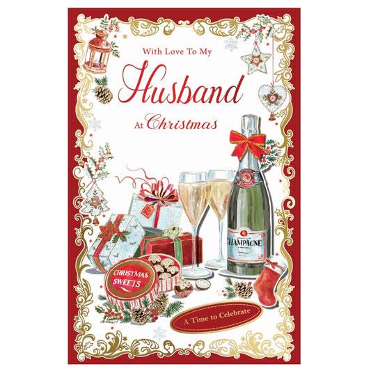 To My Husband Elegant Christmas Celebration Card