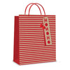Red Kraft Stripe Pom Pom Design Large Christmas Gift Bag