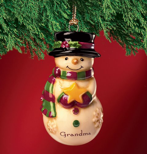 Mini Ceramic Personalized Snowman Ornament-Grandma