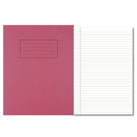Pack of 100 229x178mm Red Exercise Books 80 Pages - Feint Ruled with Margin