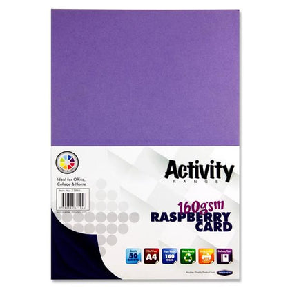 Pack of 50 Sheets A4 Raspberry Purple 160gsm Card by Premier Activity