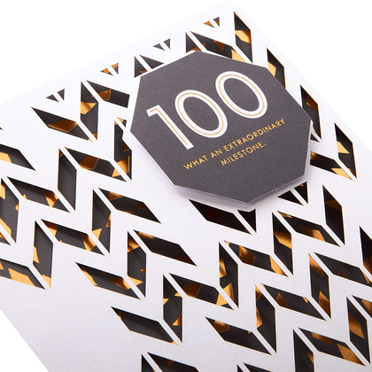 100th Birthday Card Laser-cut 3D Design with Copper Foil Details