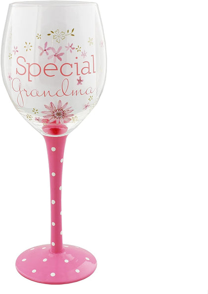 Pink and White Polka Dot Design Special Grandma Wine Glass