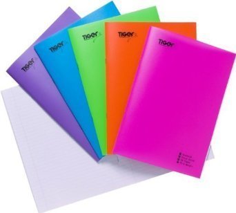 Pack of 10 A5 Bright Polypropylene Cover Exercise Books - Assorted Colours