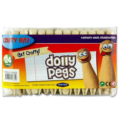 Pack of 24 Natural Dolly Pegs by Crafty Bitz