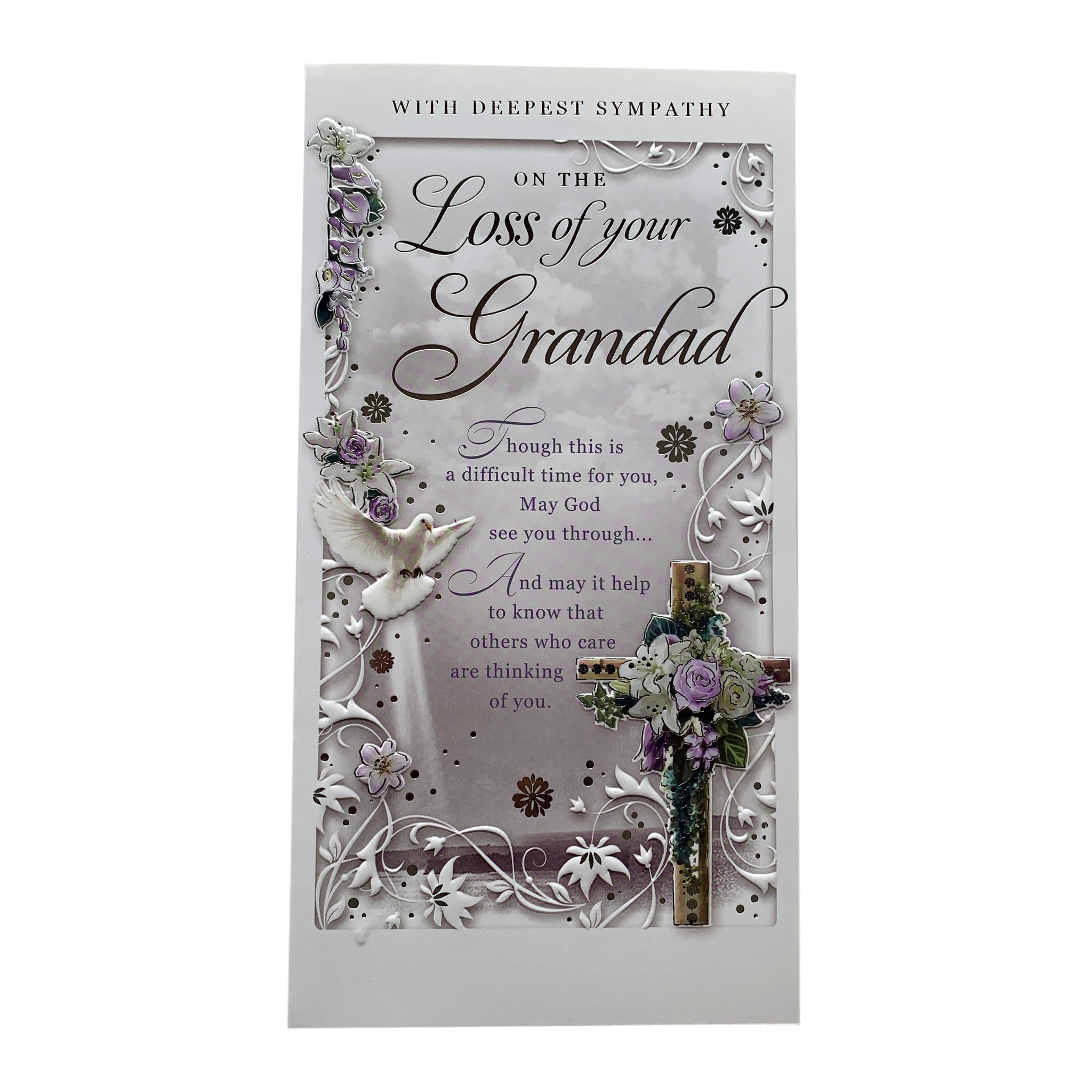 On The Loss of Your Grandad Religious Cross Design Sympathy Opacity Card