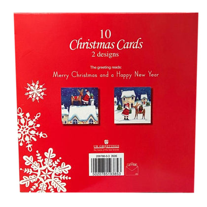 Multipack of 10 Christmas Cards with 2 Design Cards