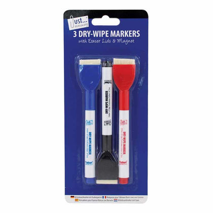 Pack of 3 Magnetic Drywipes Markers with Erasers
