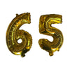 Golden Number 65 Foil Balloons With Ribbon and Straw for Inflating