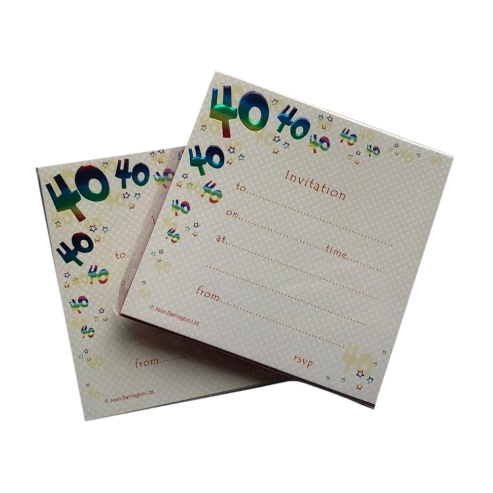Pack of 10 40th Birthday Invitation Cards with Envelopes