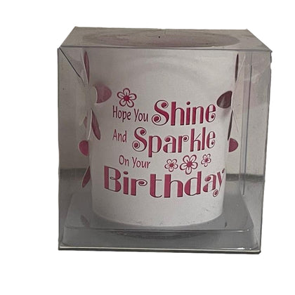 Shine On Birthday Glass Sentiment Tealight Candle Holder
