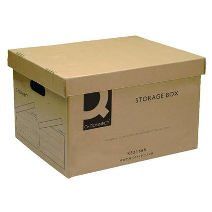 Pack of 10 Brown Storage Boxes 335x400x250mm (Removable lid and cut out handles)