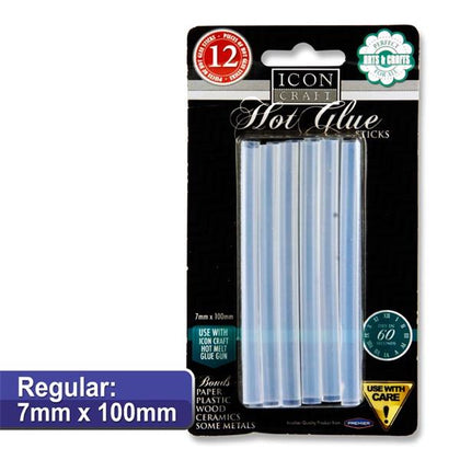 Pack of 12 7x100mm Hot Melt Glue Sticks by Icon Craft