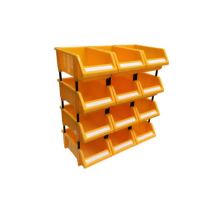 Pack of 10 Stackable Yellow Storage Picking Bin with 40 Riser Stands and Labels
