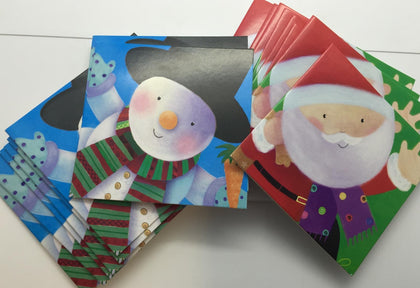 Pack of 16 'Santa & Snowman' Design Christmas Greeting Cards