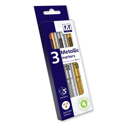 Pack of 3 Assorted Metallic Markers