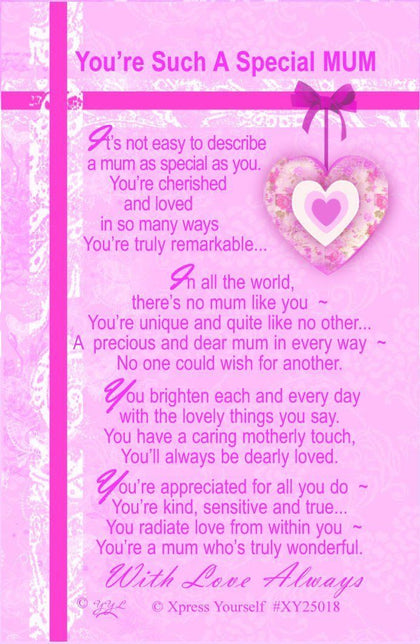 Such A Special Mum Nice Verse Xpress Yourself Keepsake Wallet Purse Greeting Card