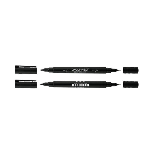 Pack of 10 Dual Tip Black Marker Pens