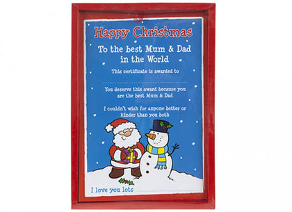 Happy Christmas 'Best Mum & Dad In The World' Certificate