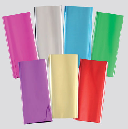 Box of 24 4 Sheets Assorted Coloured Metallic Wraps 50 x 70cm