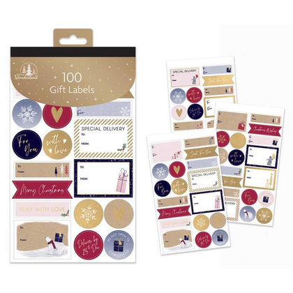 Pack of 100 Contemporary Christmas Gift Labels