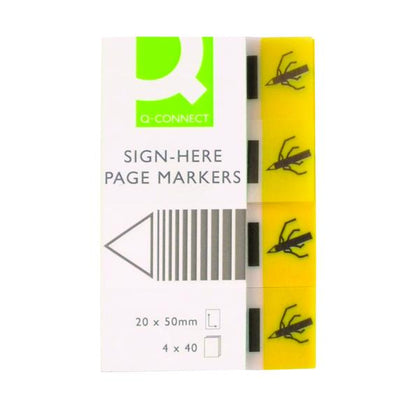 Q-Connect Quick Signature Markers 20 x 45mm Yellow (Pack of 160)