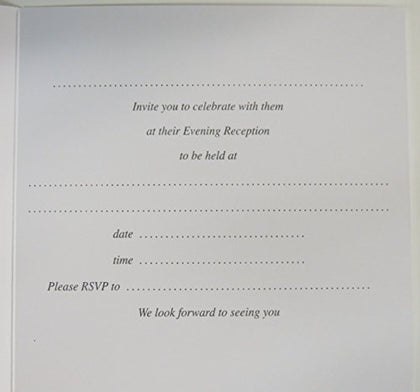 Pack of 6 Hambledon Wedding Evening Invitation Cards