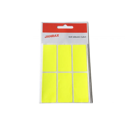 Pack of 24 Fluorescent Yellow 25x50mm Rectangular Labels - Adhesive Stickers