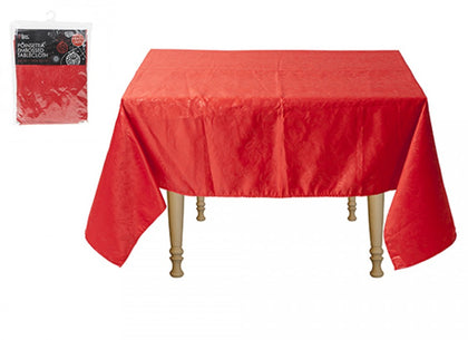 Red Poinsettia Emobossed Heavy Duty Christmas Tablecloth