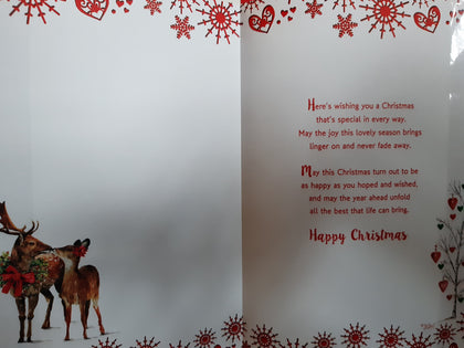 With Love to My Husband Lovely Reindeers Die Cut Heart Design Christmas Card