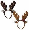 Plush Christmas Brown Antlers Headband with Bells