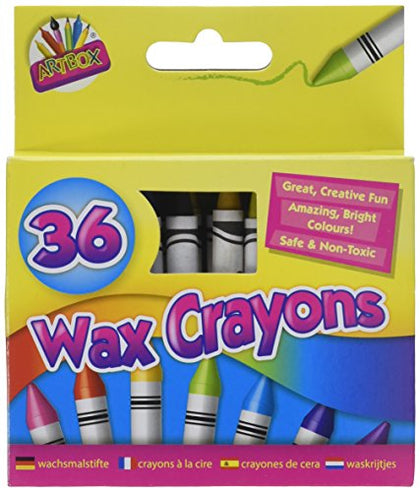 Pack of 36 Assorted Colour Wax Crayons