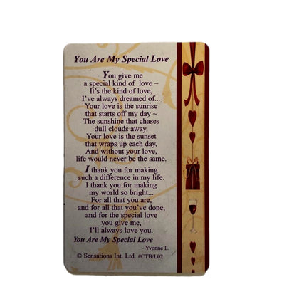 You Are My Special Love Wallet Card (Sentimental Keepsake Wallet/Purse Card)