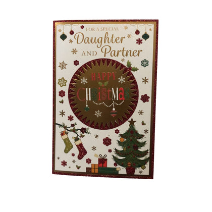 For A Special Daughter and Partner Foil and Glitter Finished Christmas Card