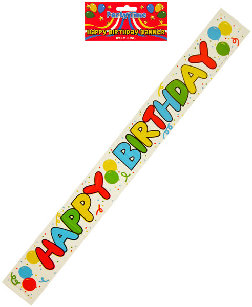 Happy Birthday 89cm Party Banner With Bubble Writing