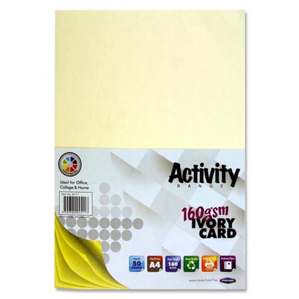 Pack of 50 Sheets A4 Ivory 160gsm Card by Premier Activity