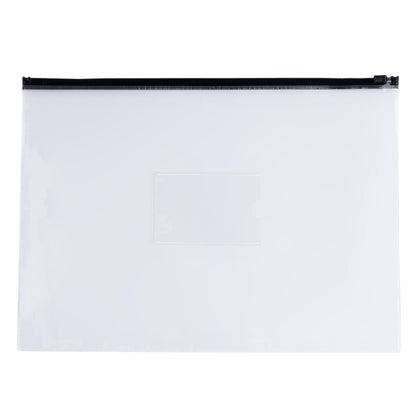 Pack of 12 A3 Clear Zippy Bags with Black Zip