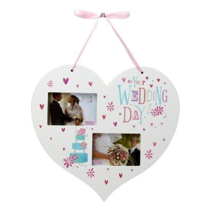 On Your Wedding Day Hanging Heart Photo Frame