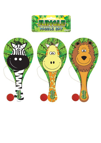 Jungle Animal Wooden Paddle Bat and Ball Game