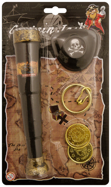 Pirate Party Set Telescope Eye patch Earring & Coins