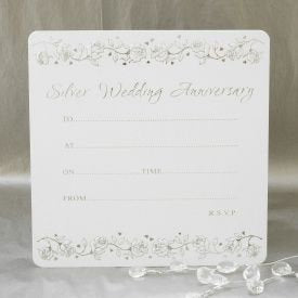 Pack of 10 Silver 25th Wedding Anniversary Invitations