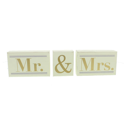 Amore MDF White Box Sign Mr & Mrs Mantel Blocks