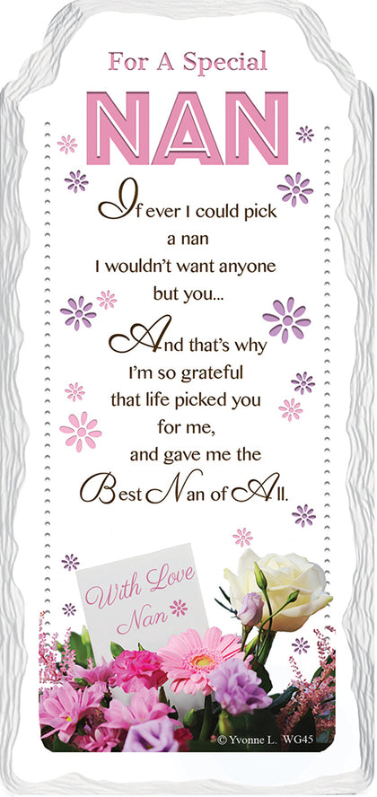 For a Special Nan with Love Sentimental Handcrafted Ceramic Plaque