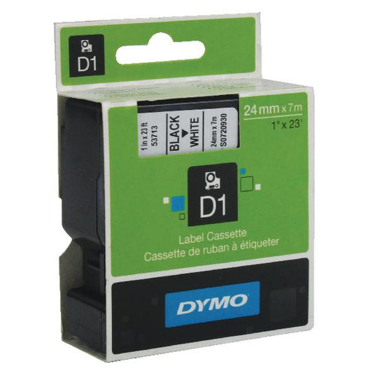 Dymo 53713 D1 Labelmaker Tape 24mm x 7m Black on White S0720930